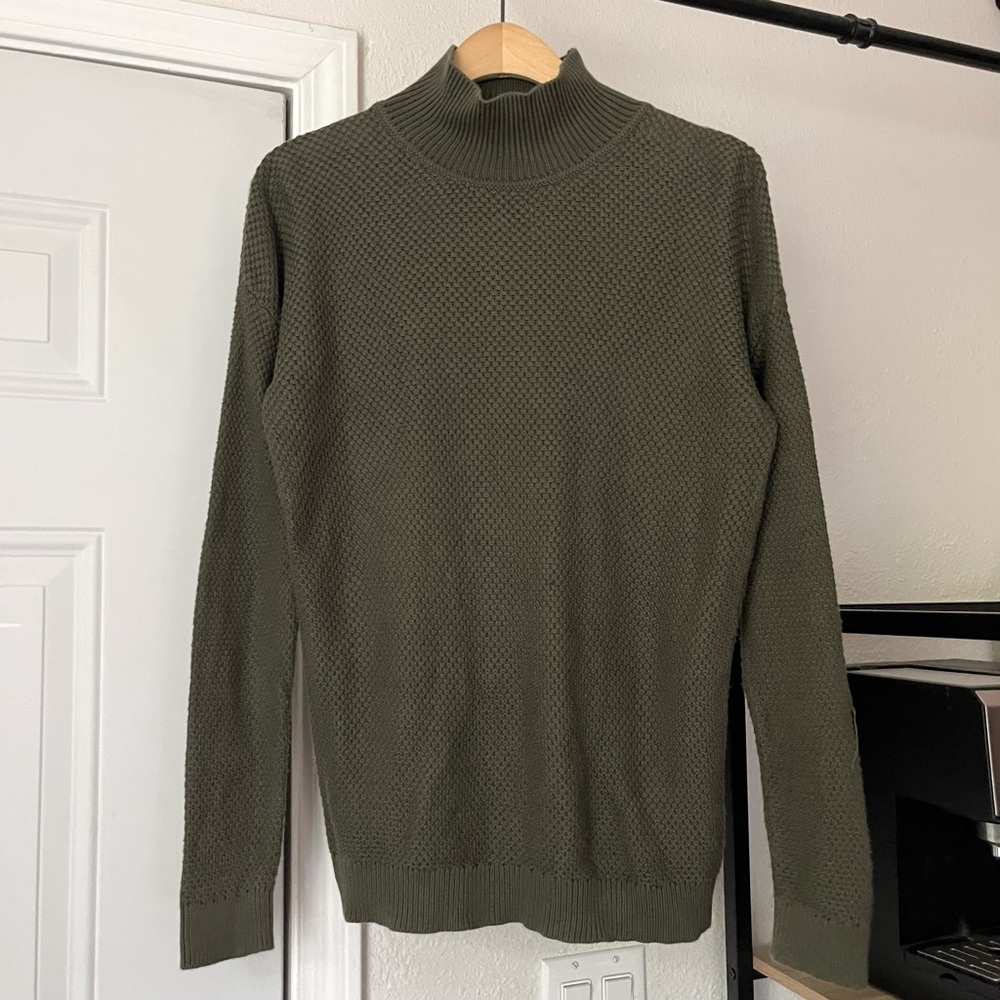 J.MCLAUGHLIN olive army green cotton modal mock neck long sleeve sweater